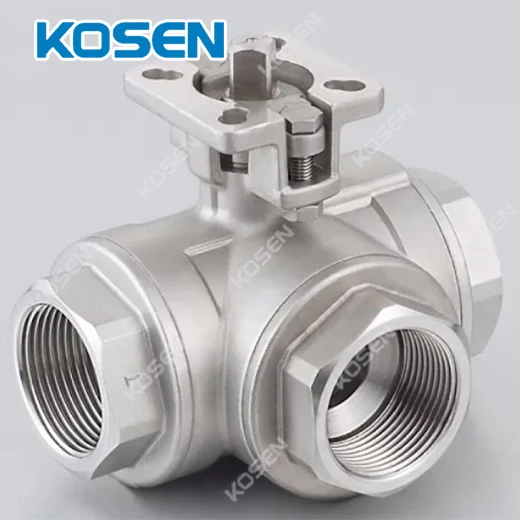 THREE WAY THREADED BALL VALVE