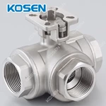 THREE WAY THREADED BALL VALVE