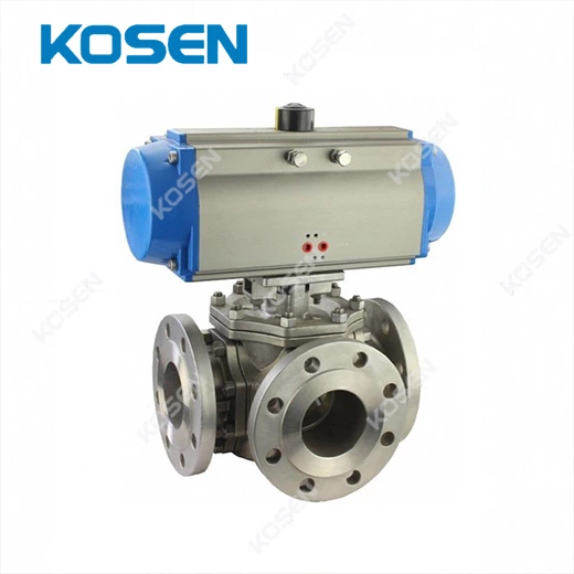 PNEUMATIC ON-OFF 3 WAY BALL VALVE